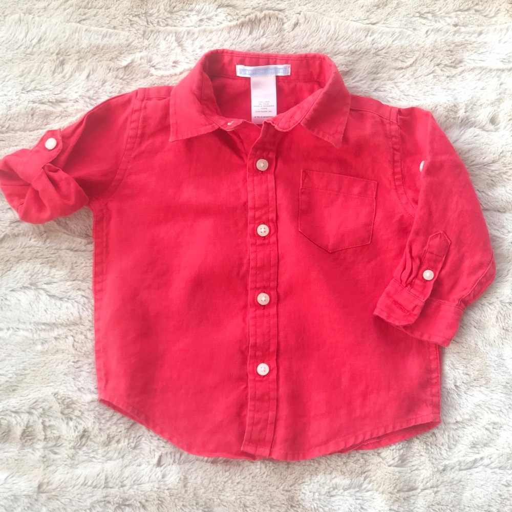 Janie and Jack 6-12m Linen Button Down